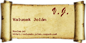 Valusek Jolán névjegykártya