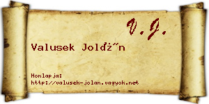 Valusek Jolán névjegykártya